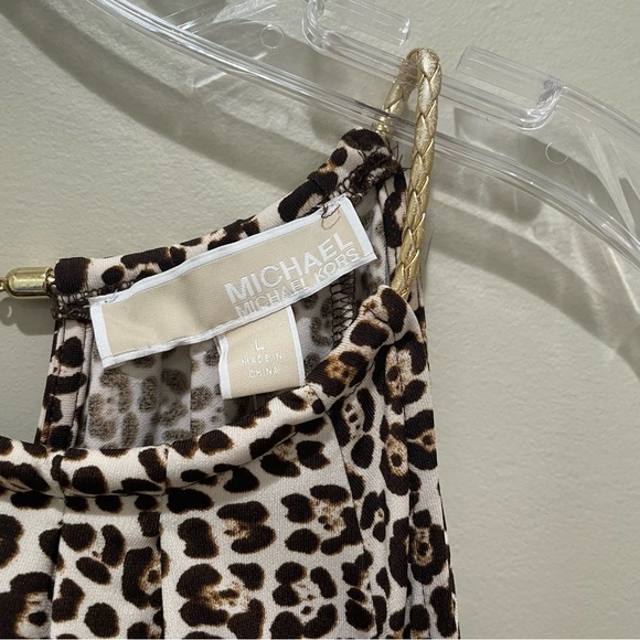 michael michael kors leopard print cold shoulder top size large - Picture 3 of 7